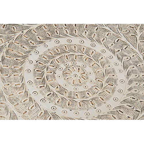 Mesita Auxiliar Mango con Metal Grabado 38x38x50 cm