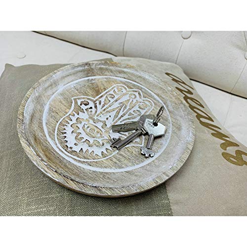 Bandeja vaciabolsillos de Madera Mango Tallado Mano Fatima