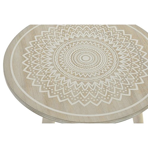 Mesa de Madera Mandala Color Blanco 45x45x42 cm