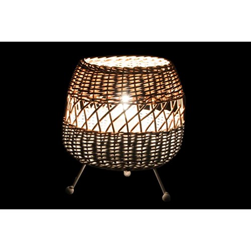 Lámpara minbre para mesita de noche natural bicolor .
