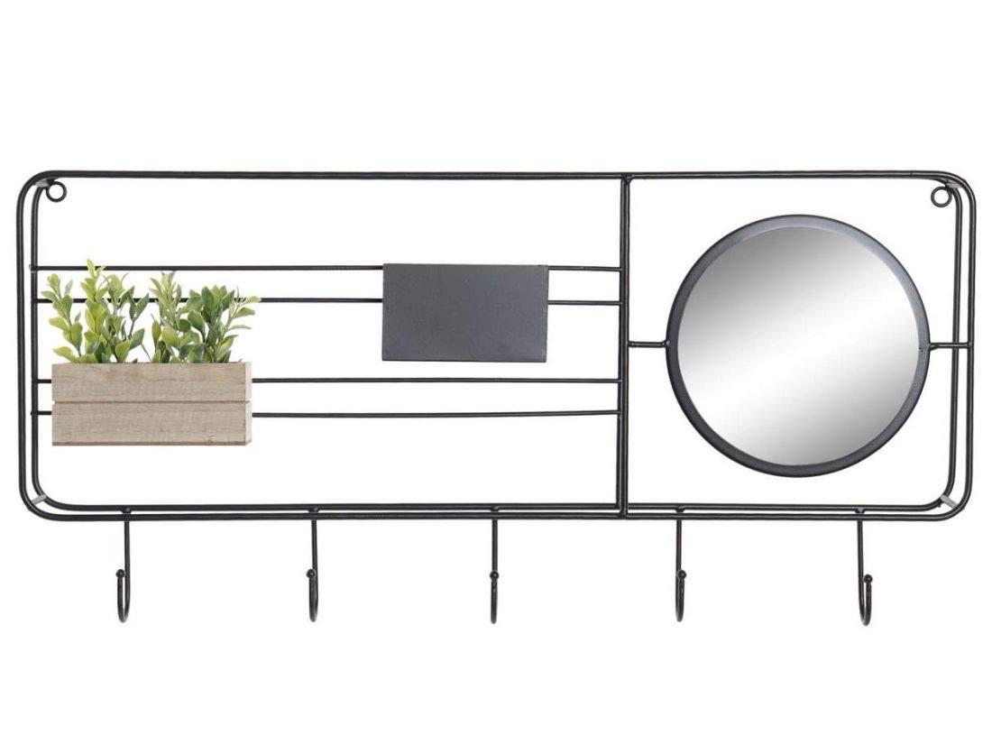 Perchero Pared Metal con Espejo Negro Factory 5 corgadores