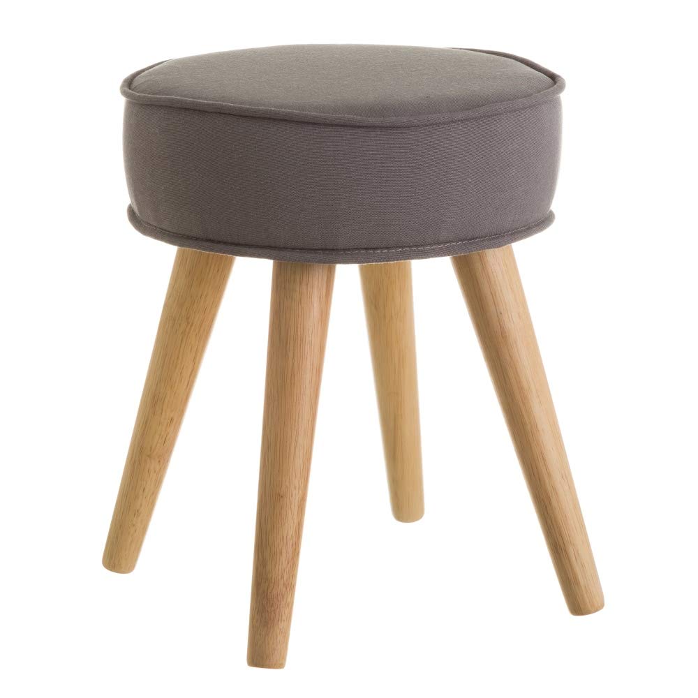 Taburete tapizado nórdico Gris de Madera de 41x34x34 cm