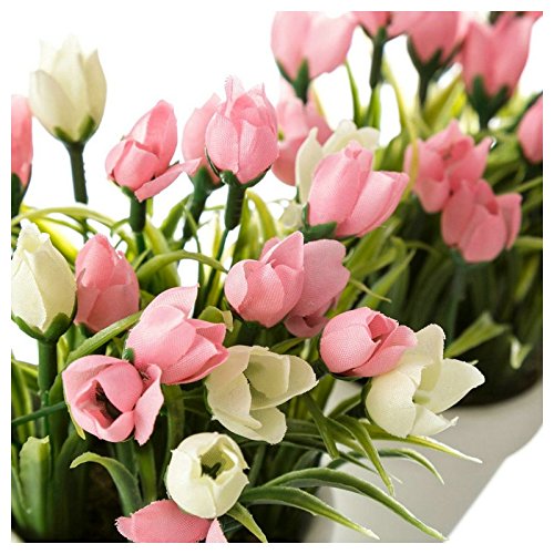 Set 6 Planta tulipán poliester en maceta de terracota.