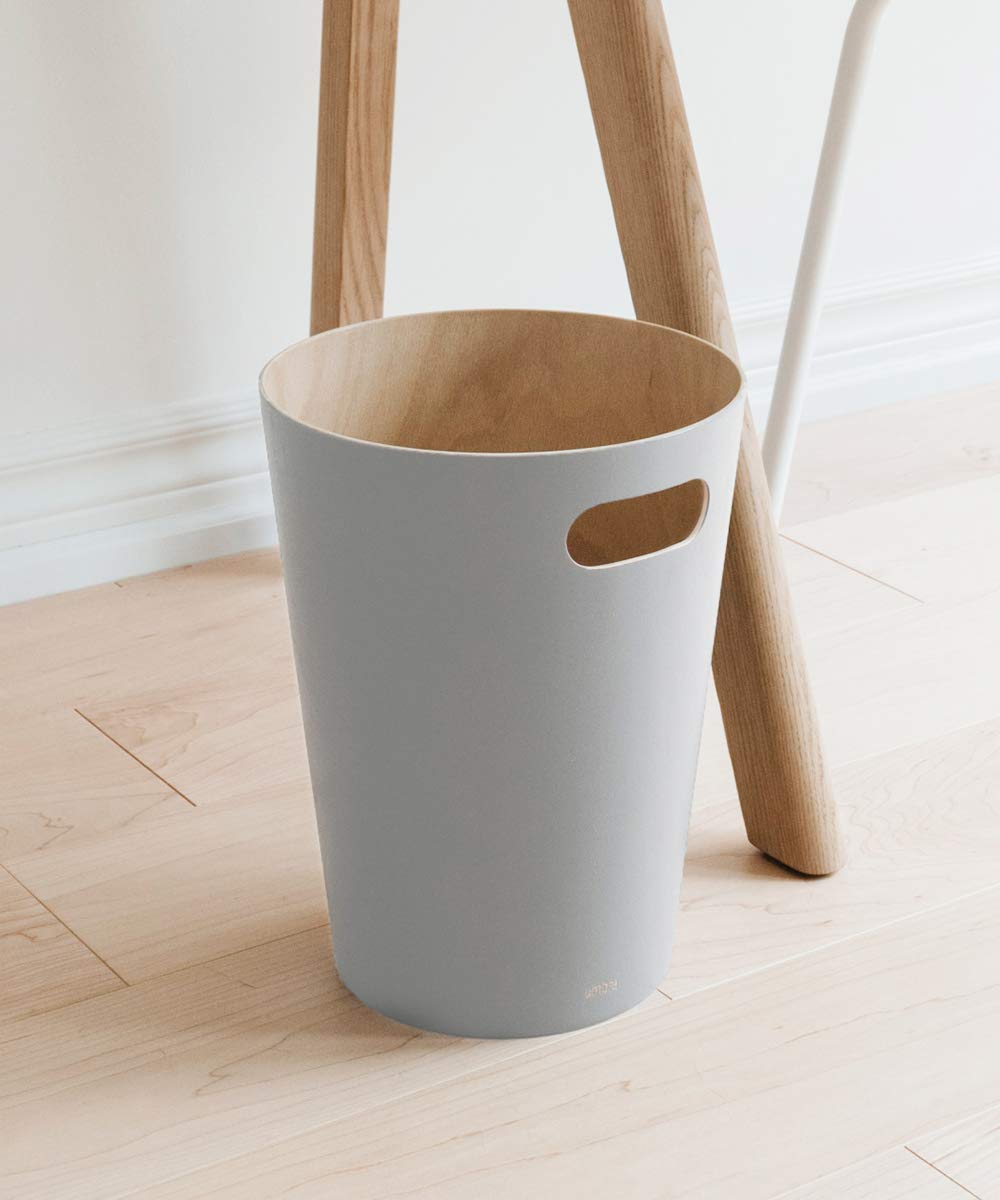 Woodrow Cesto de basura, con capacidad de 7.5 l, Blanco/Natural