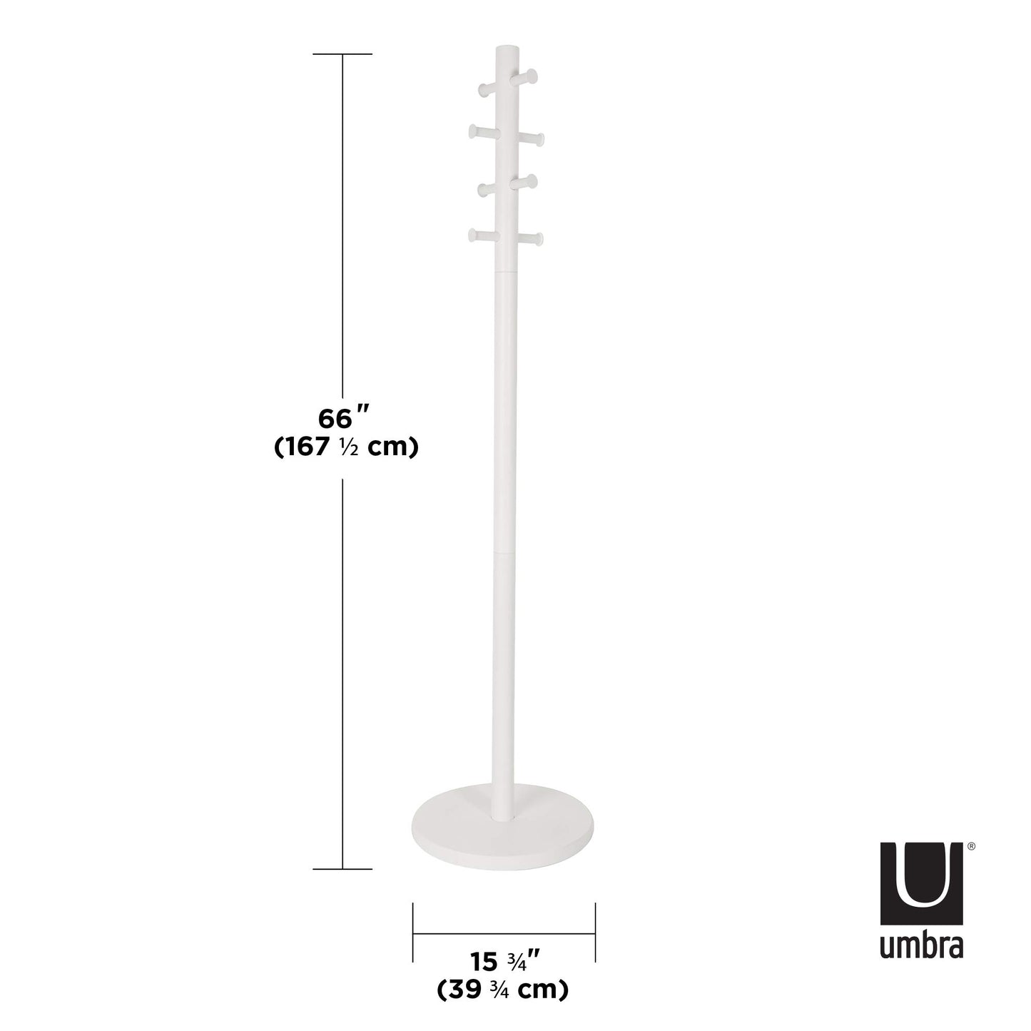 Umbra Pillar Taburete y perchero, Madera de caucho, Blanco/Natural