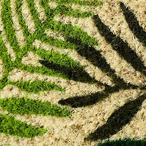 Felpudo de Hojas Verde de Fibra de Coco étnico para la Entrada de 60x40 cm Sol Naciente