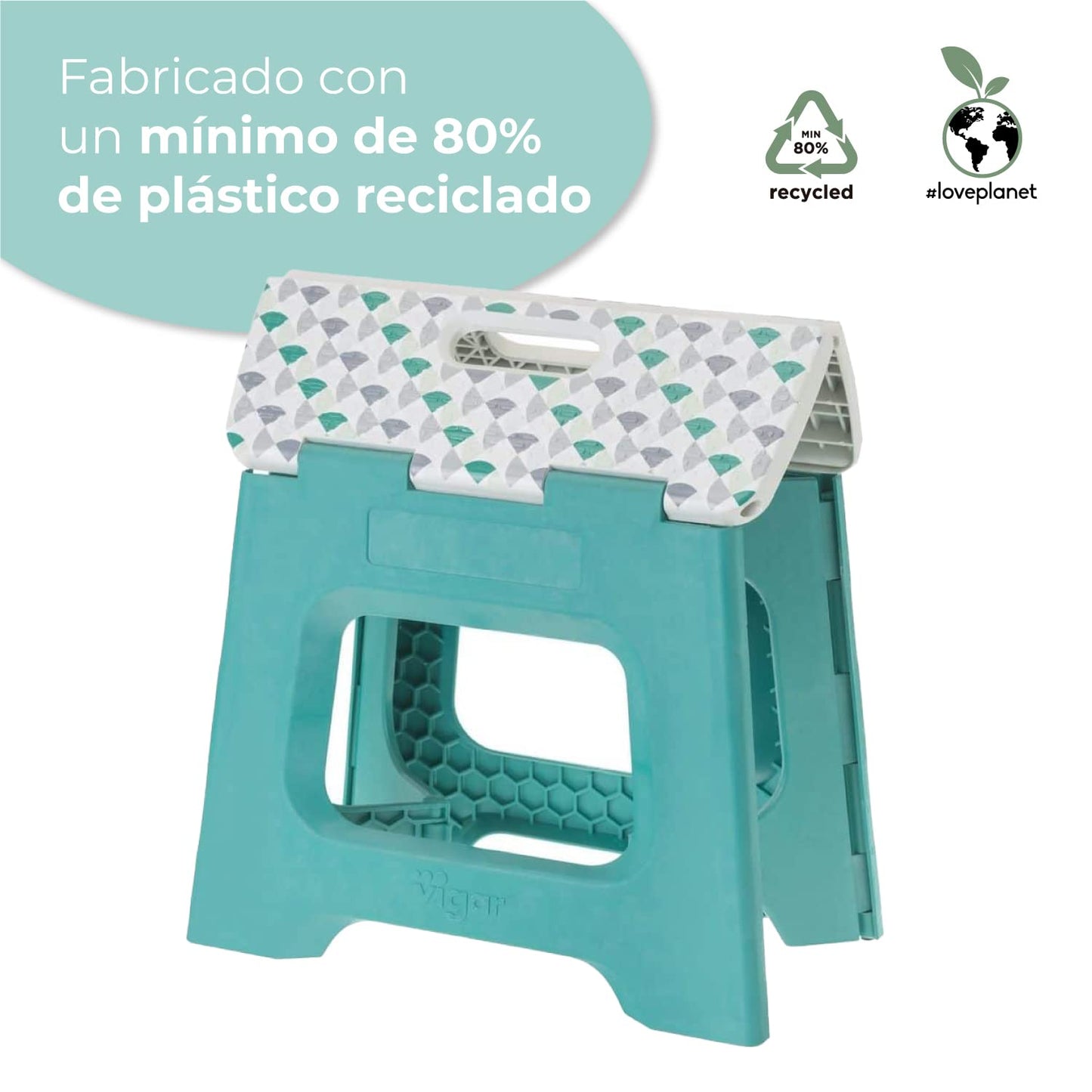 Taburete Plegable - Modelo Compact - 32 cm de Altura - con 80% Plástico Reciclado - Cocina, Baño y Camping - Escalón Peldaño