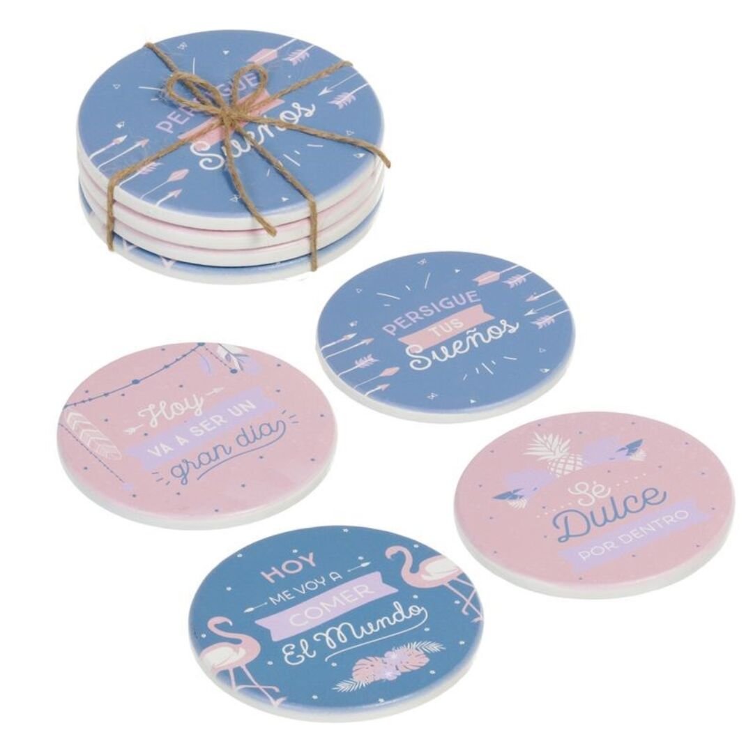 Juego 4 Posavasos Madera Super Original con Frases