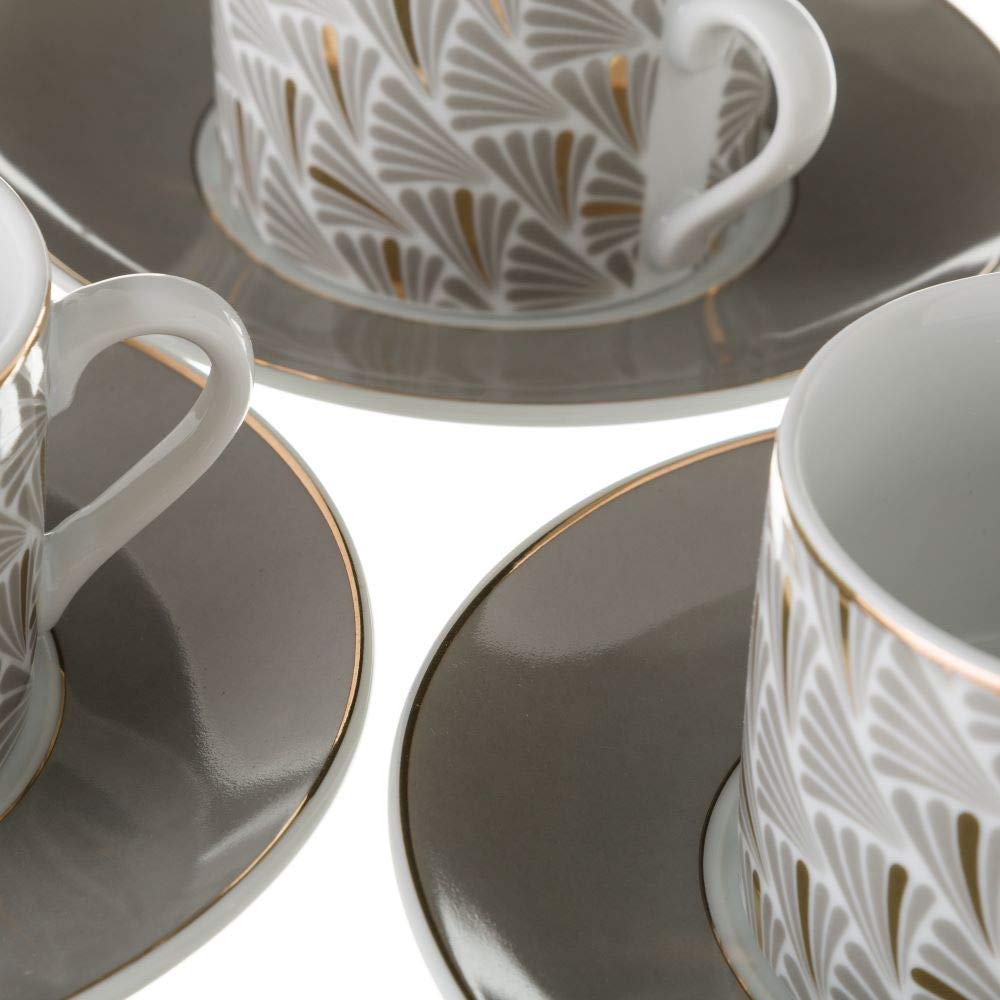 Tazas de té de Porcelana Grises clásicas para salón Factory - LOLAhome