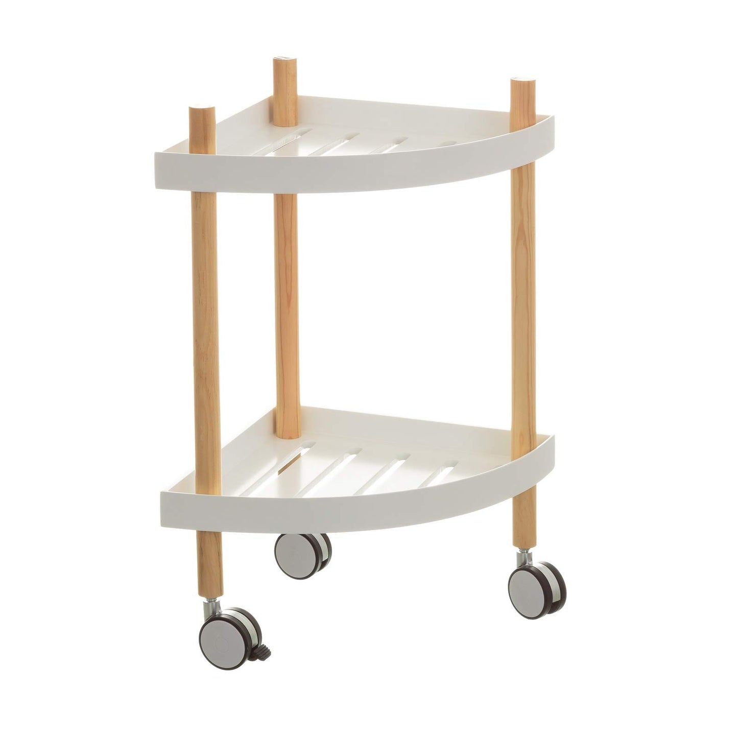 Carro de 2 baldas nórdico blanco de madera para cocina Basic