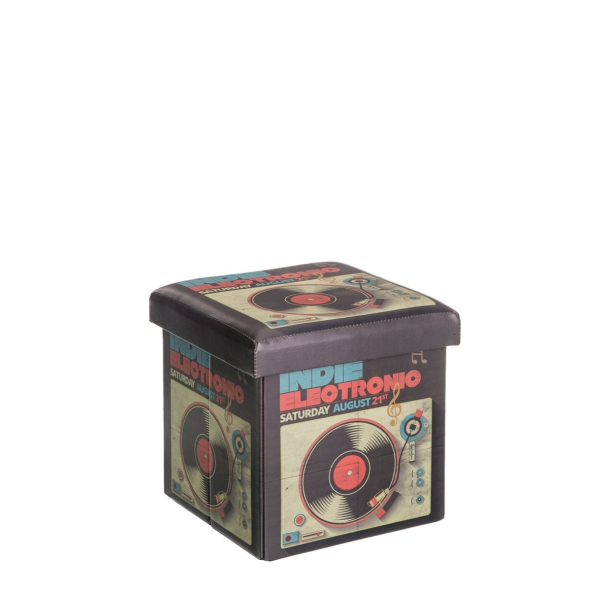 Puff Plegable Pop Negro de PU para Dormitorio Bretaña