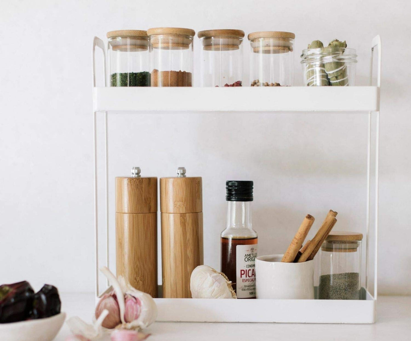 Estantes de Cocina para Especias de Metal Blanco