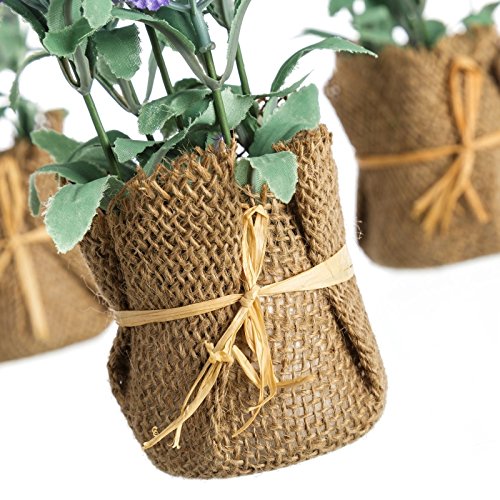 Pack 3 Plantas Artificial Lavanda Poliester con Tela de Saco