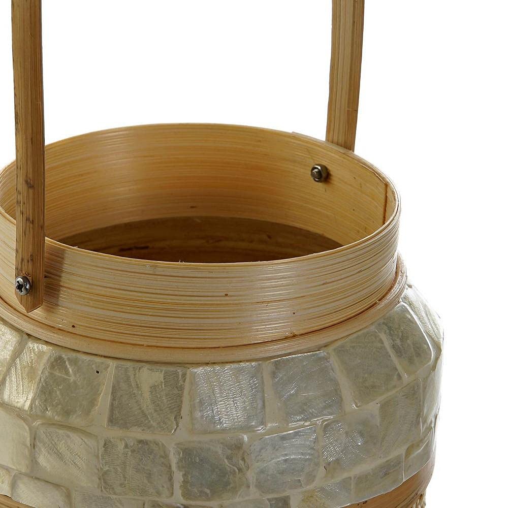Farol portavela de Bambu Natural nacarado