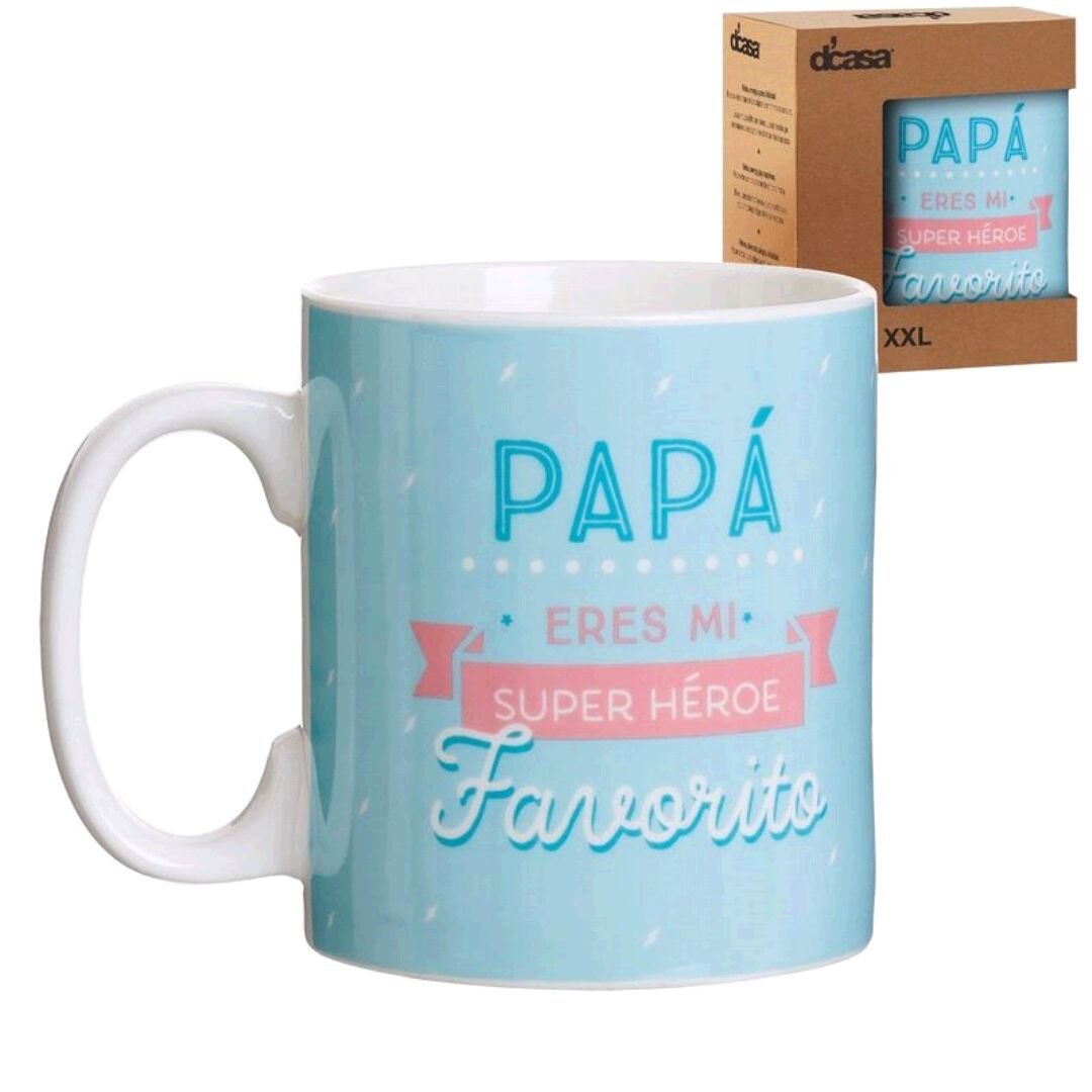 Mug XXL Papa Héroe, Cerámica, Azul, 13x10x12 cm
