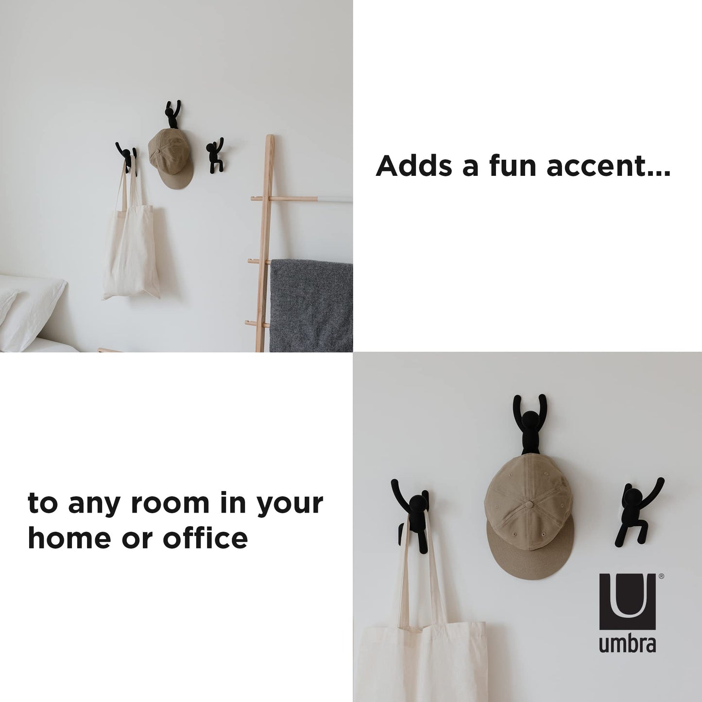 Umbra Buddy Ganchos de pared, juego de 3