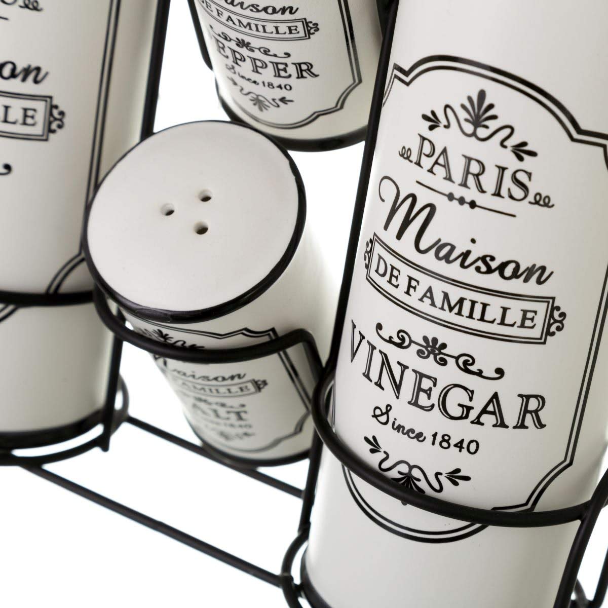 Aceitera vinagrera vintage negra de cerámica para cocina France