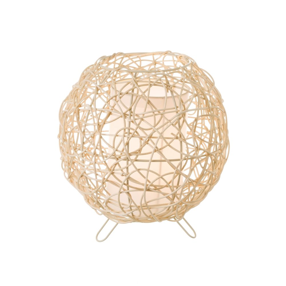 Lámpara de Mesa de Rattan Natural Beige étnico para Dormitorio France