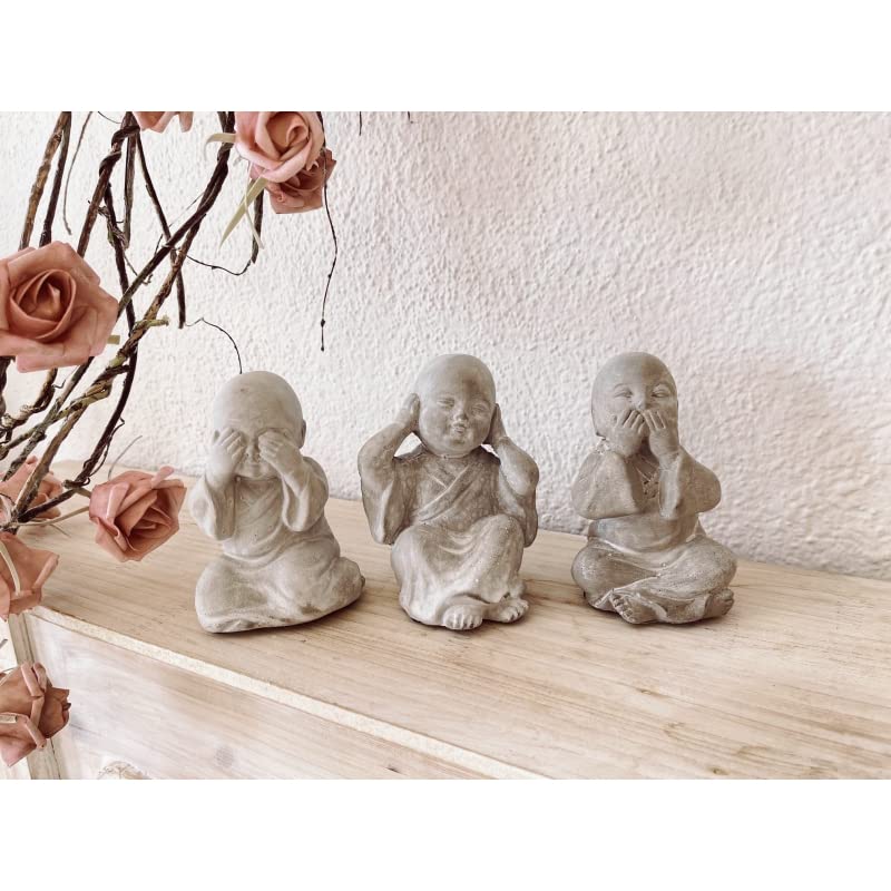 Figura Buda Cemento 12cm Pack 3