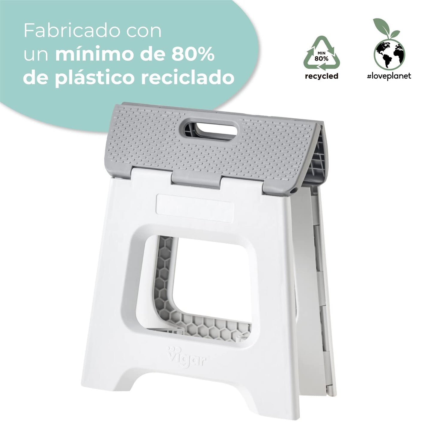 Taburete Plegable - Modelo Compact - 32 cm de Altura - con 80% Plástico Reciclado - Cocina, Baño y Camping - Escalón Peldaño