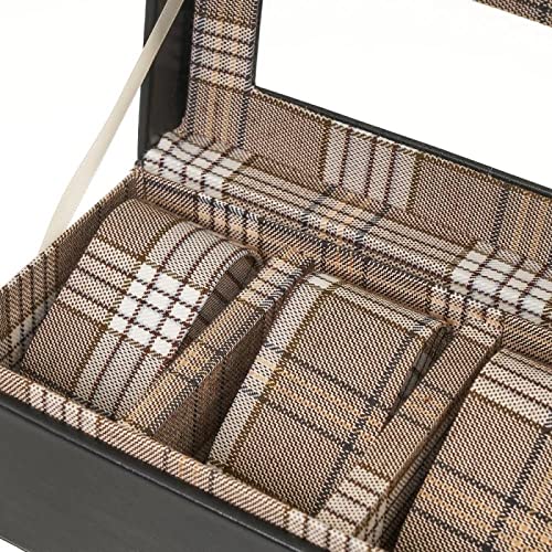 Joyero para Relojes de Piel sintética Negro de 30x10x8 cm