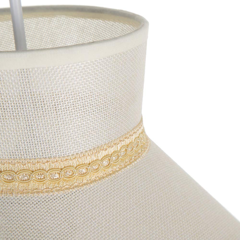 Lámpara de techo con rejilla vintage de lino blanco y natural, de Ø 40x31 cm