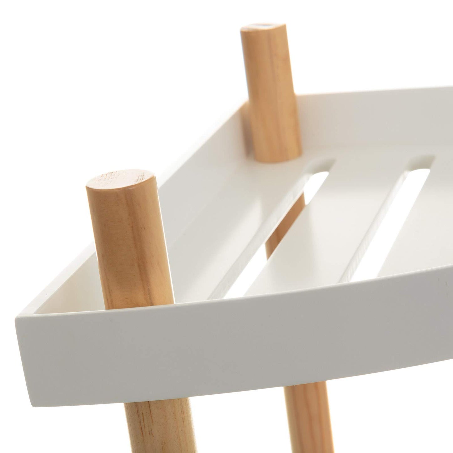 Carro de 2 baldas nórdico blanco de madera para cocina Basic