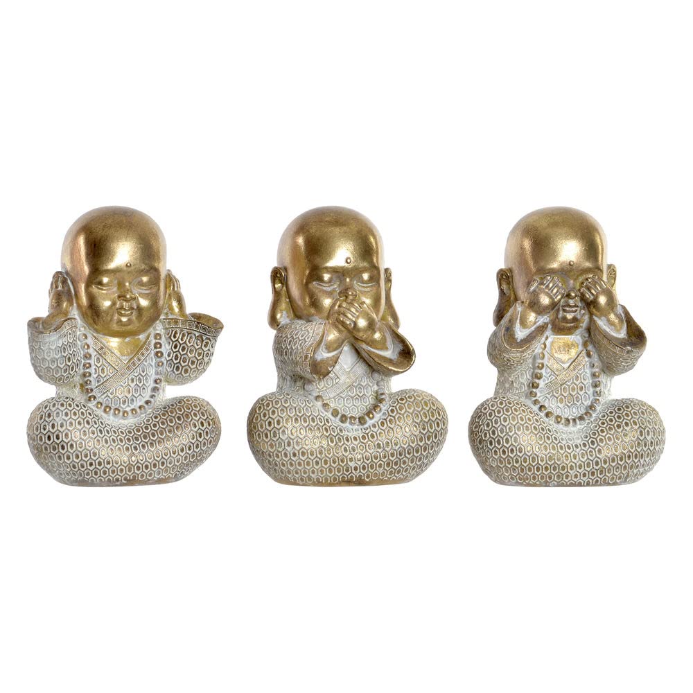 Set 3 figurita Buda de Suerte poliresina Decoracion 16 cm (Ver, oir, callar)