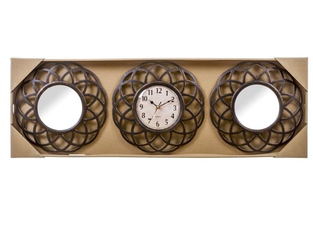 Juego 2 Espejos de Pared y Reloj clásicos para decoración Clasicos