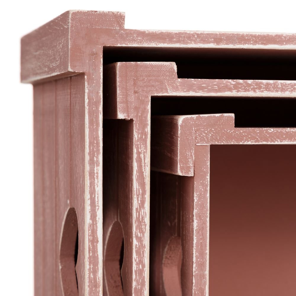 Set 3 cajas juguetero románticas rosas de madera para dormitorio France
