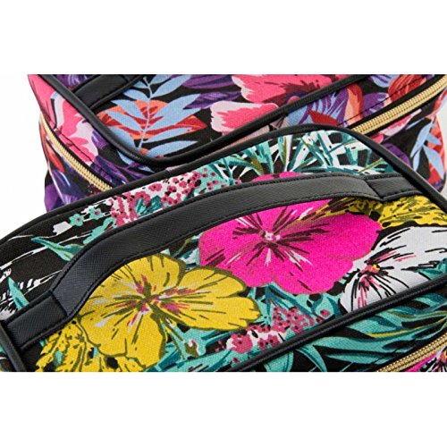 Set 2 neceser pu hojas tropical