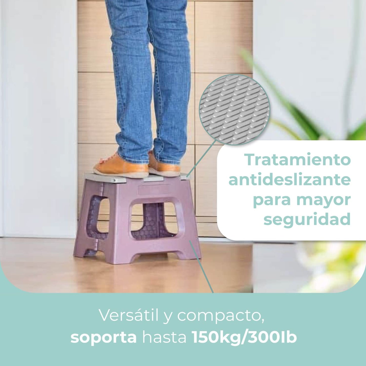 Taburete Plegable - Modelo Compact - 27 cm de Altura - con 80% Plástico Reciclado - Cocina, Baño y Camping - Escalón Peldaño