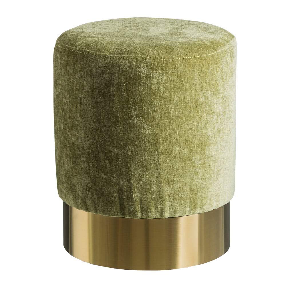 Puff tapizado en Terciopelo Verde Moderno para salón Bretaña - LOLAhome
