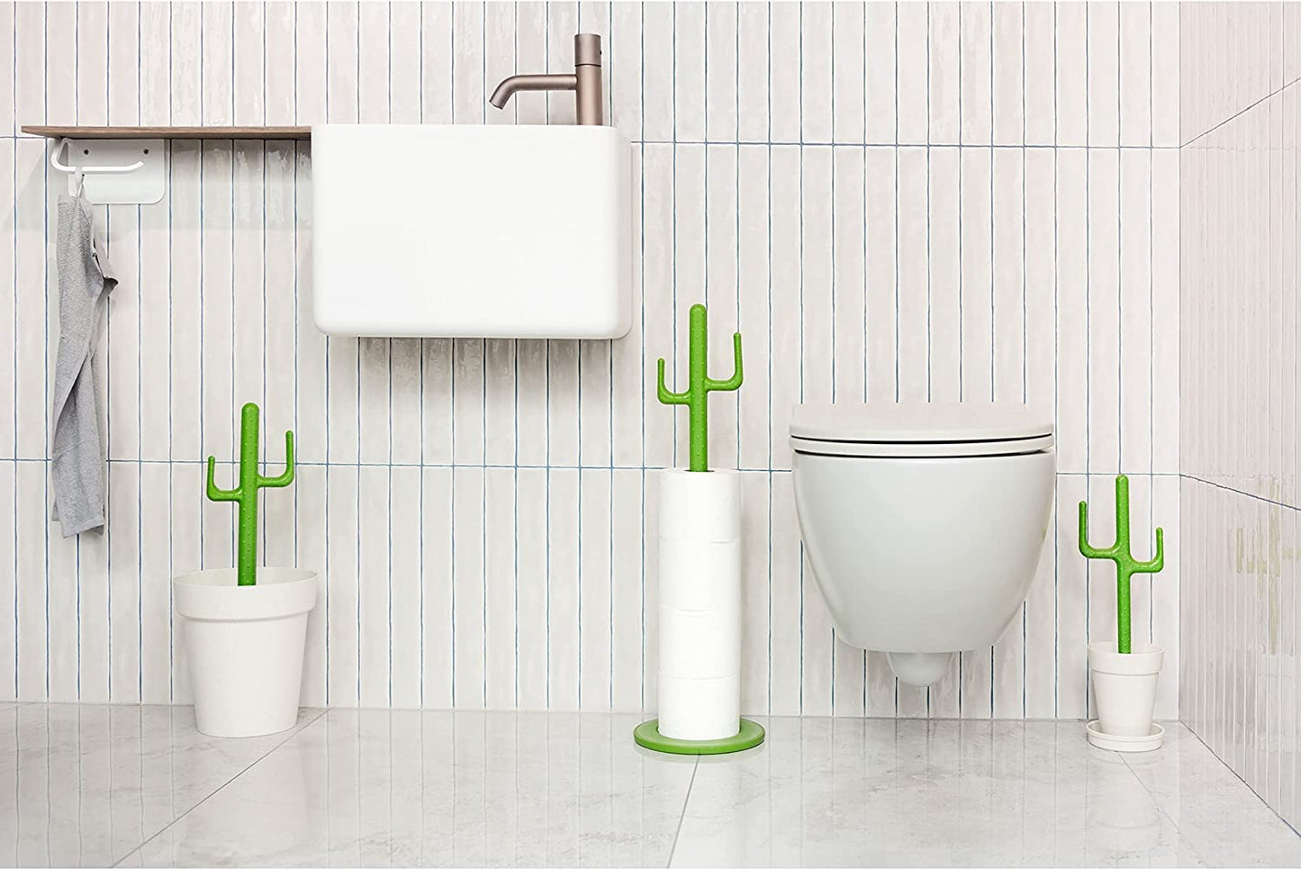 VIGAR Flower Power Escobillero de Baño de Pie, Blanco, 12 X 12 X 43 cm