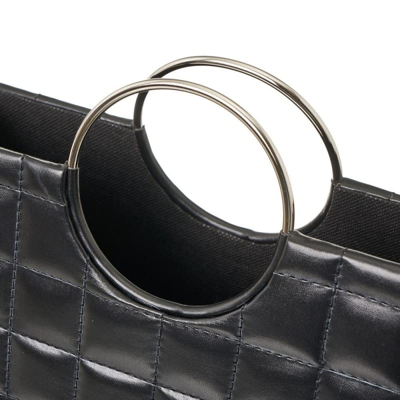 Revistero Bolso con Asas Negro de Piel sintética de 38x16x35 cm