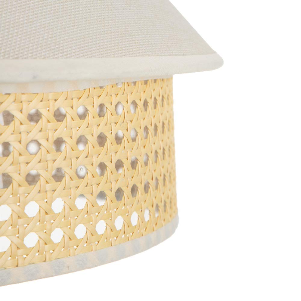 Lámpara de techo con rejilla vintage de lino blanco y natural, de Ø 40x31 cm