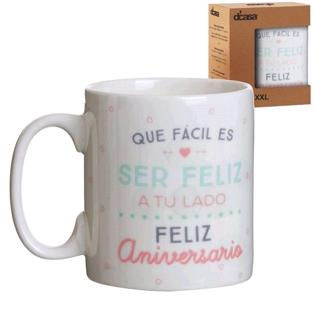 Mug XXL Aniversario, Cerámica, Blanco, 13x10x12 cm