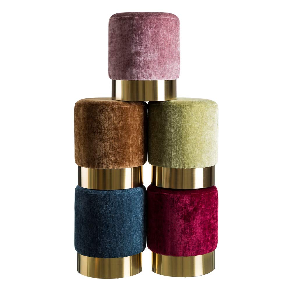 Puff tapizado en Terciopelo Verde Moderno para salón Bretaña - LOLAhome