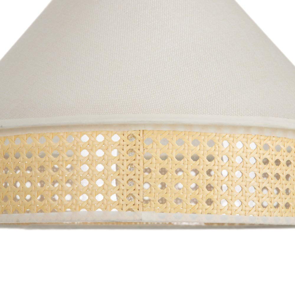 Lámpara de techo con rejilla vintage de lino blanco y natural, de Ø 40x31 cm