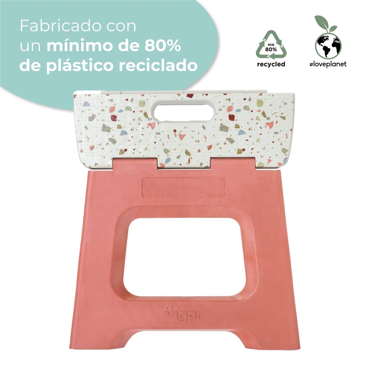 Taburete Plegable - Modelo Compact - 27 cm de Altura - con 80% Plástico Reciclado - Cocina, Baño y Camping - Escalón Peldaño