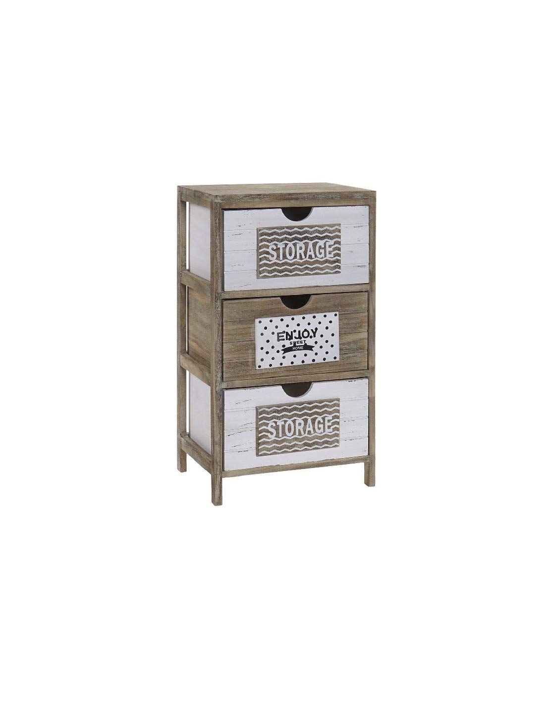 Cajonera paulownmia de Madera con 3 cajones Natural para Dormitorio