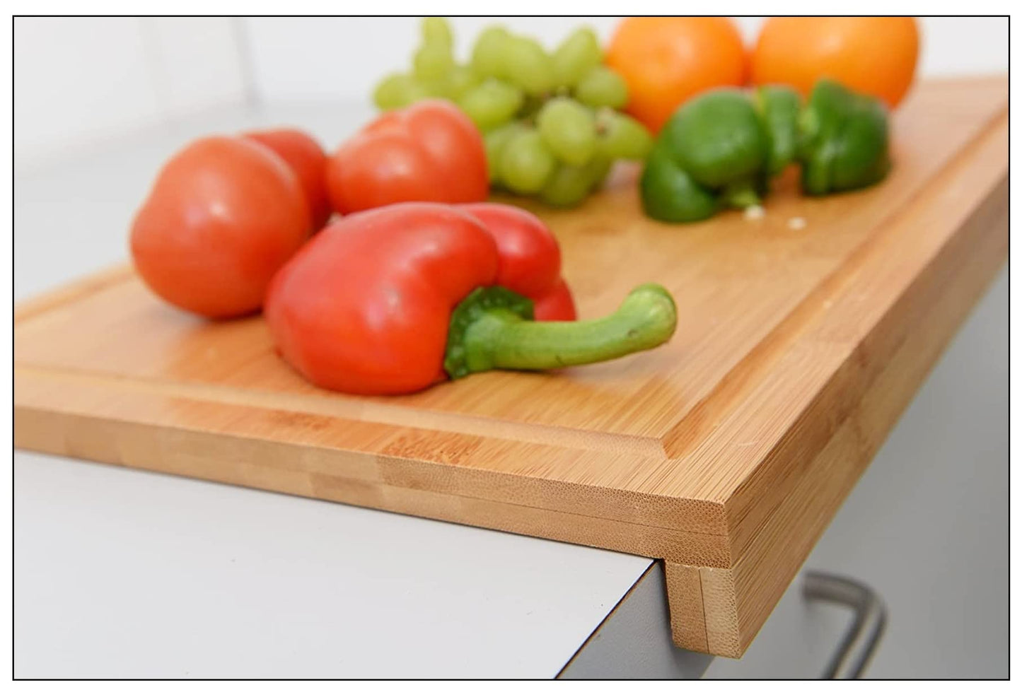 Tabla Cortar Corte Cocina con Soporte Madera Bambu Tabla Encimera (35x25 CM)
