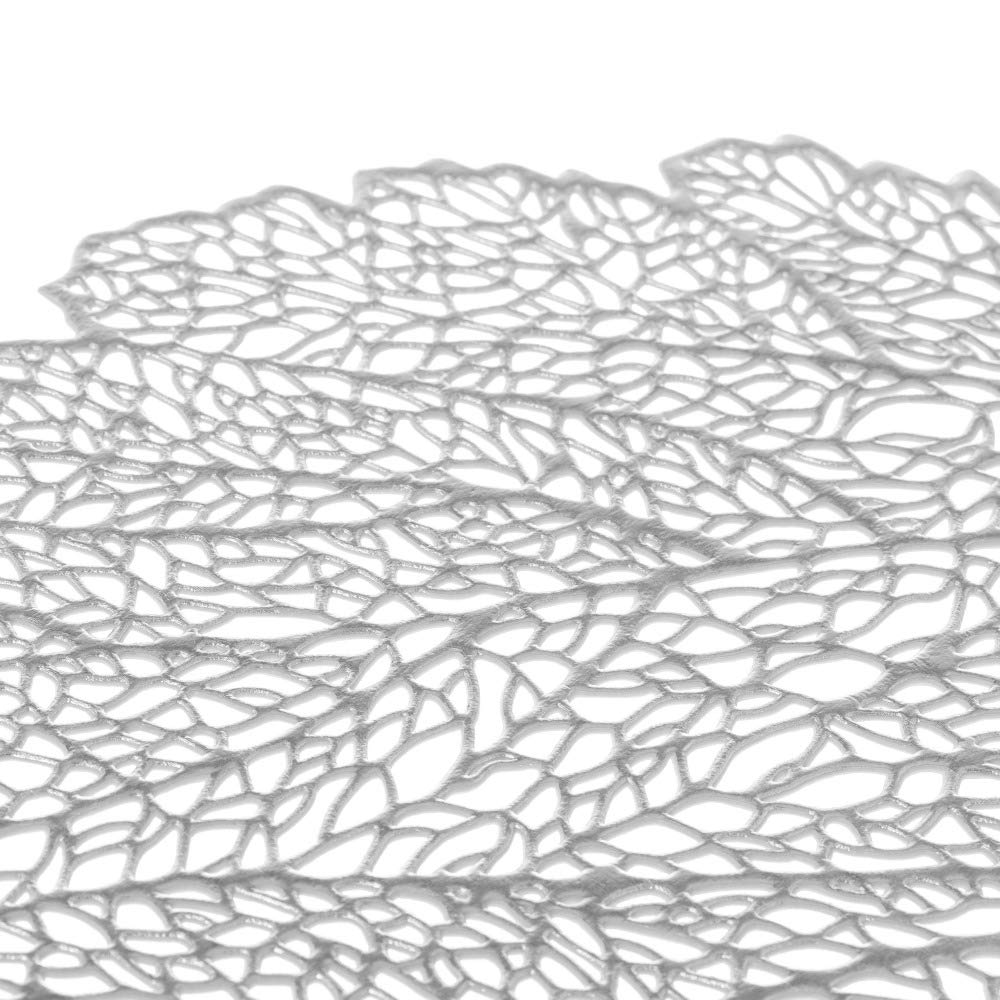 Pack 4 Mantel de Hoja Individual Plateado de plástico y PVC exótico de 36x47 cm