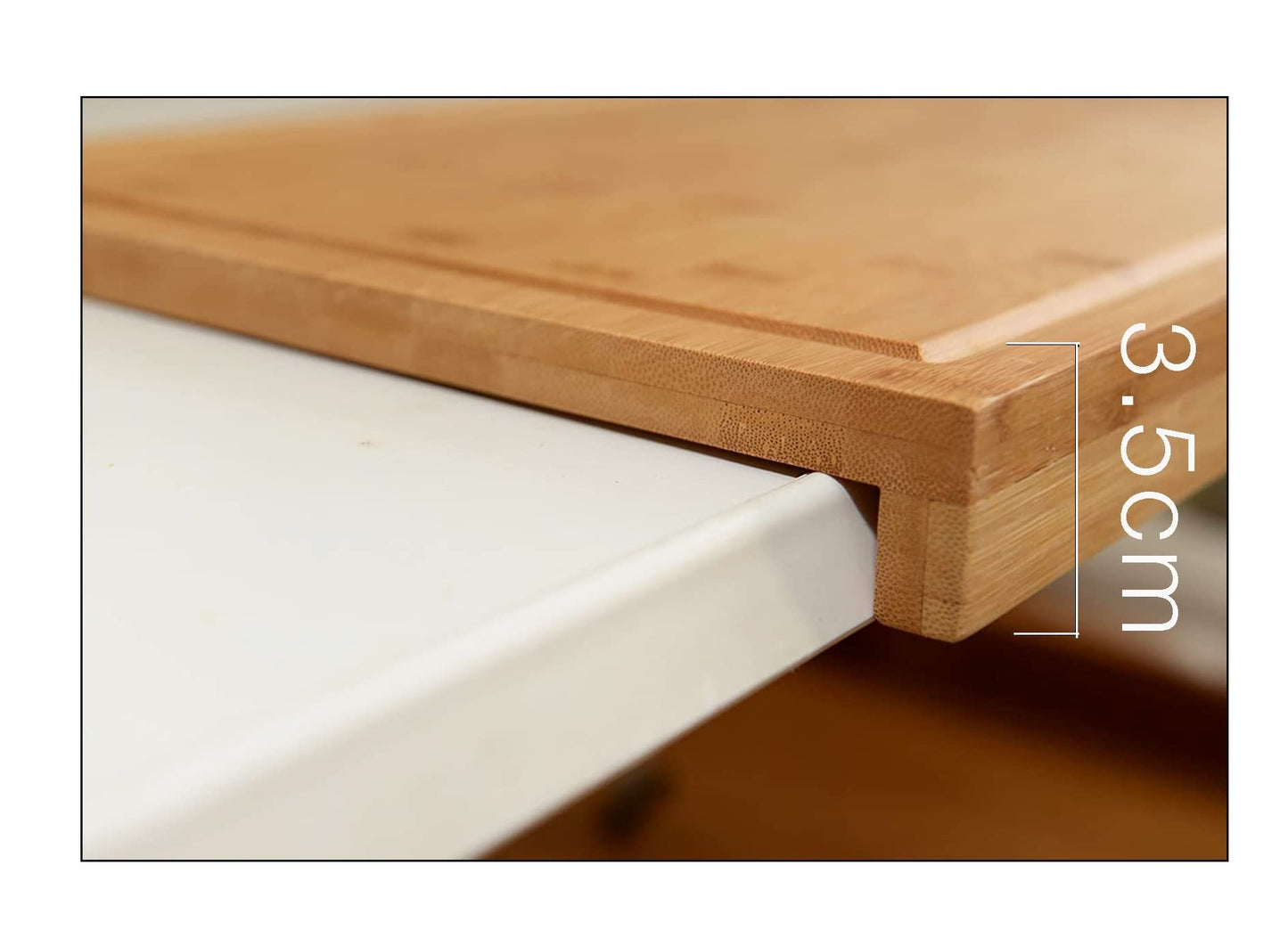 Tabla Cortar Corte Cocina con Soporte Madera Bambu Tabla Encimera (35x25 CM)