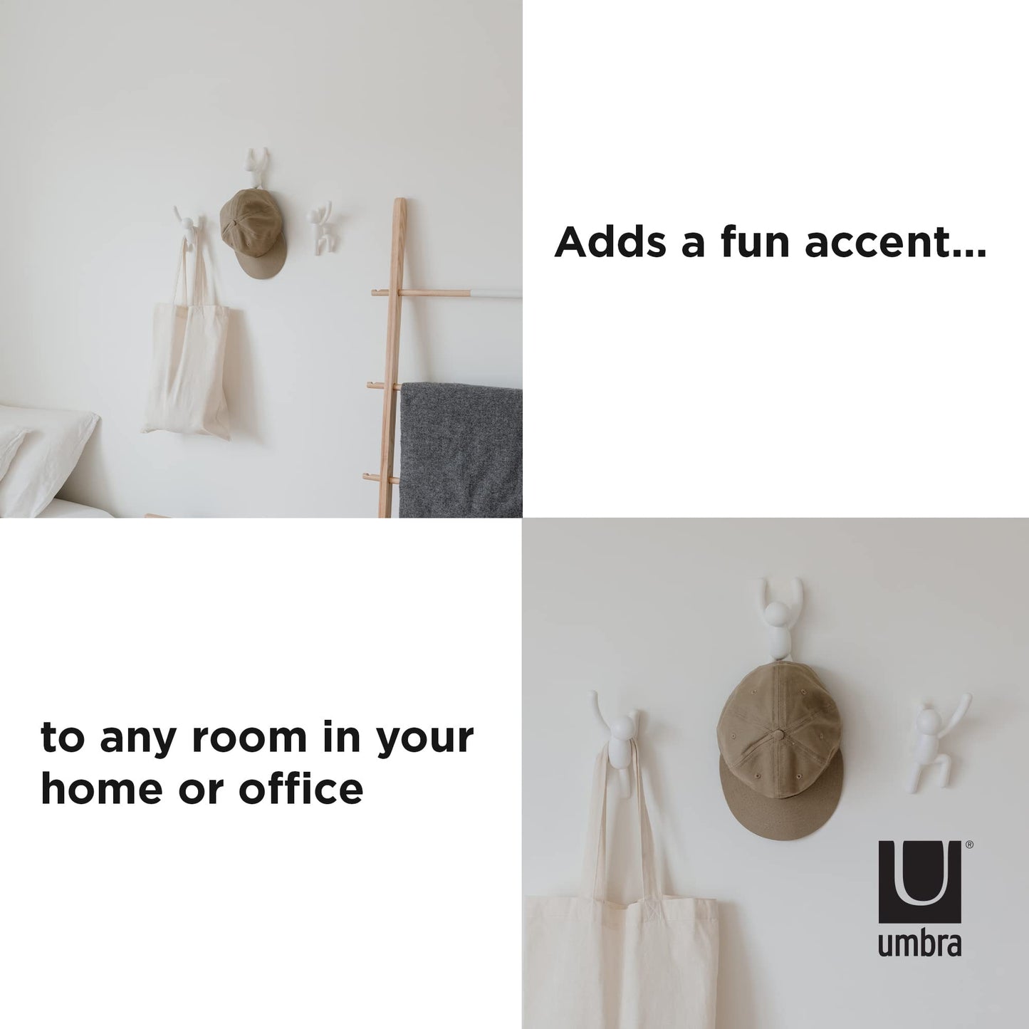 Umbra Buddy Ganchos de pared, juego de 3
