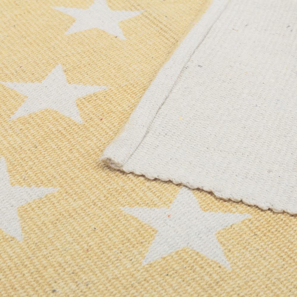 Alfombra algodón Estrellas 180x120 cm, Amarillo