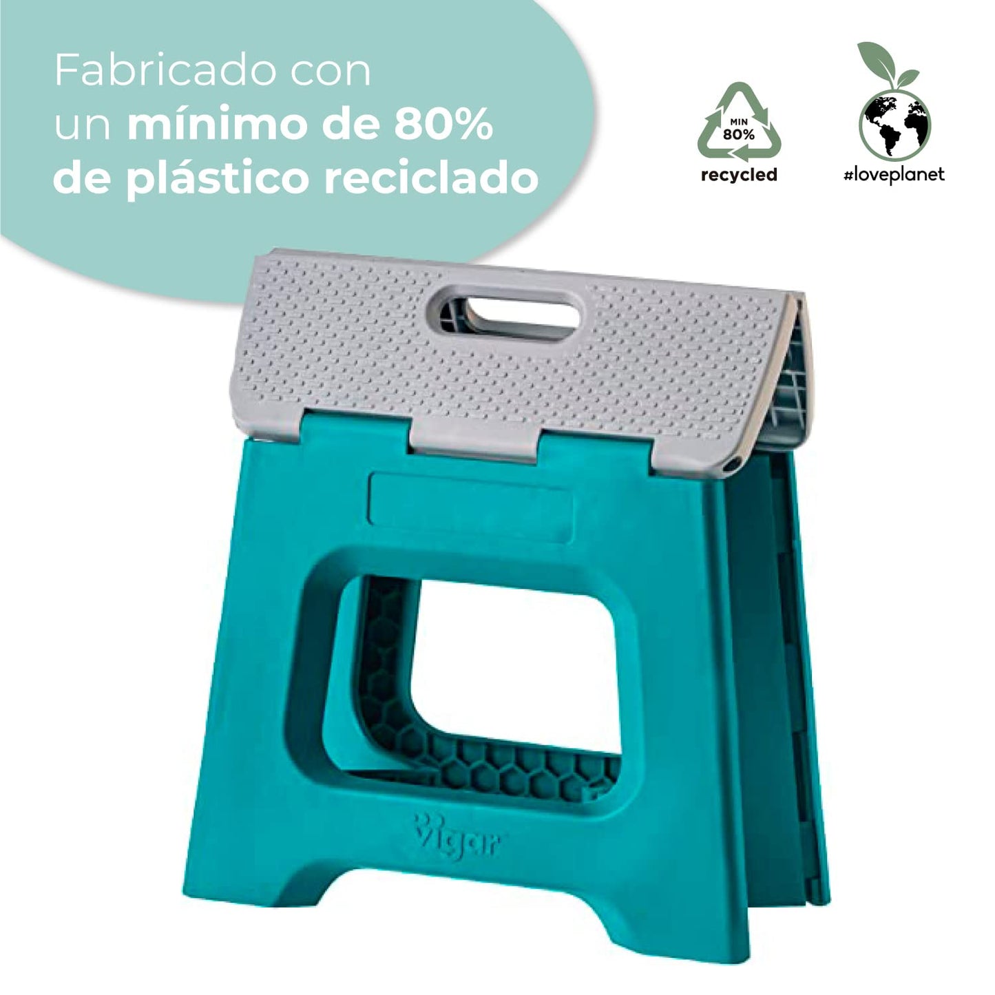 Taburete Plegable - Modelo Compact - 27 cm de Altura - con 80% Plástico Reciclado - Cocina, Baño y Camping - Escalón Peldaño