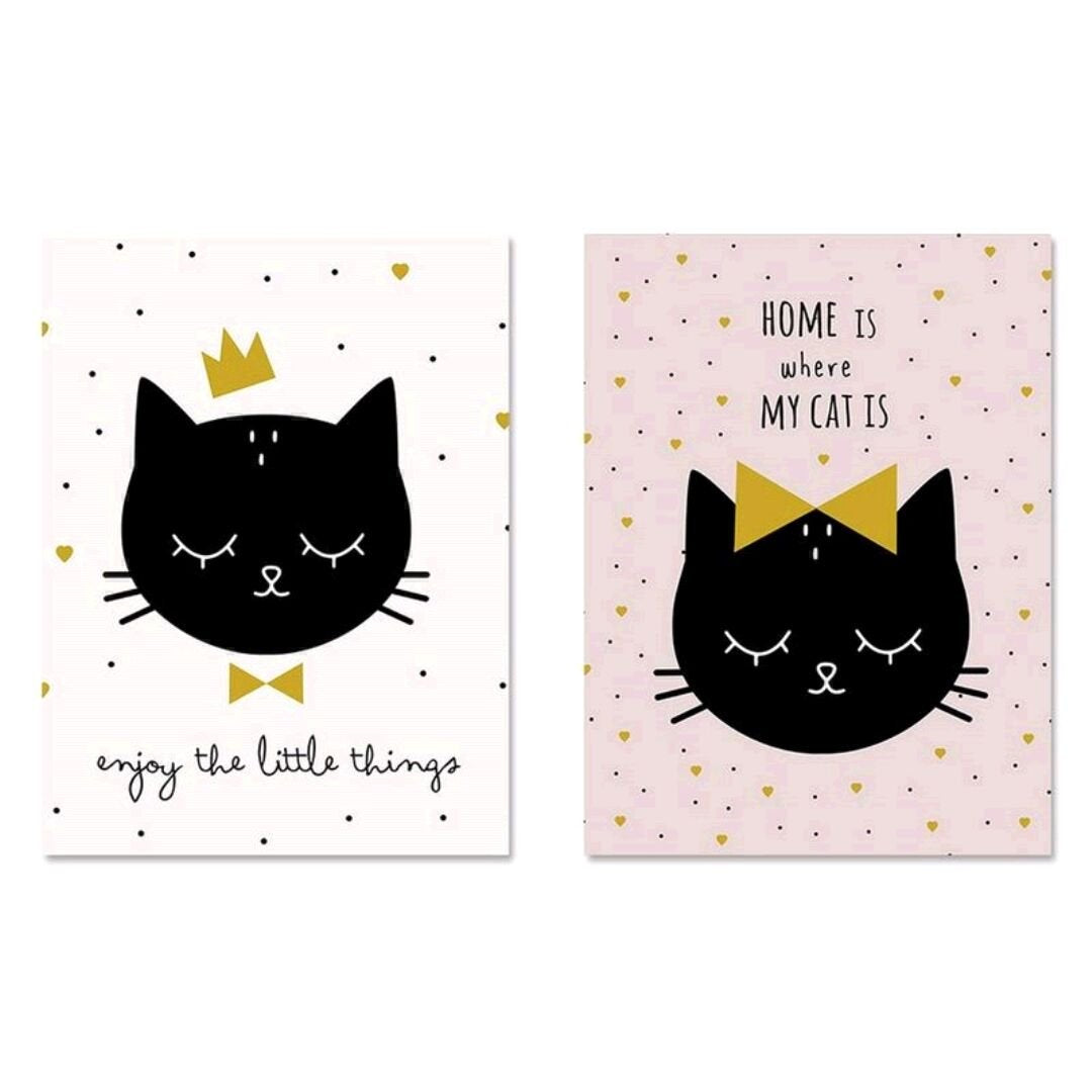 Set 2 Cuadro Lienzo Gatos 30x40 cm