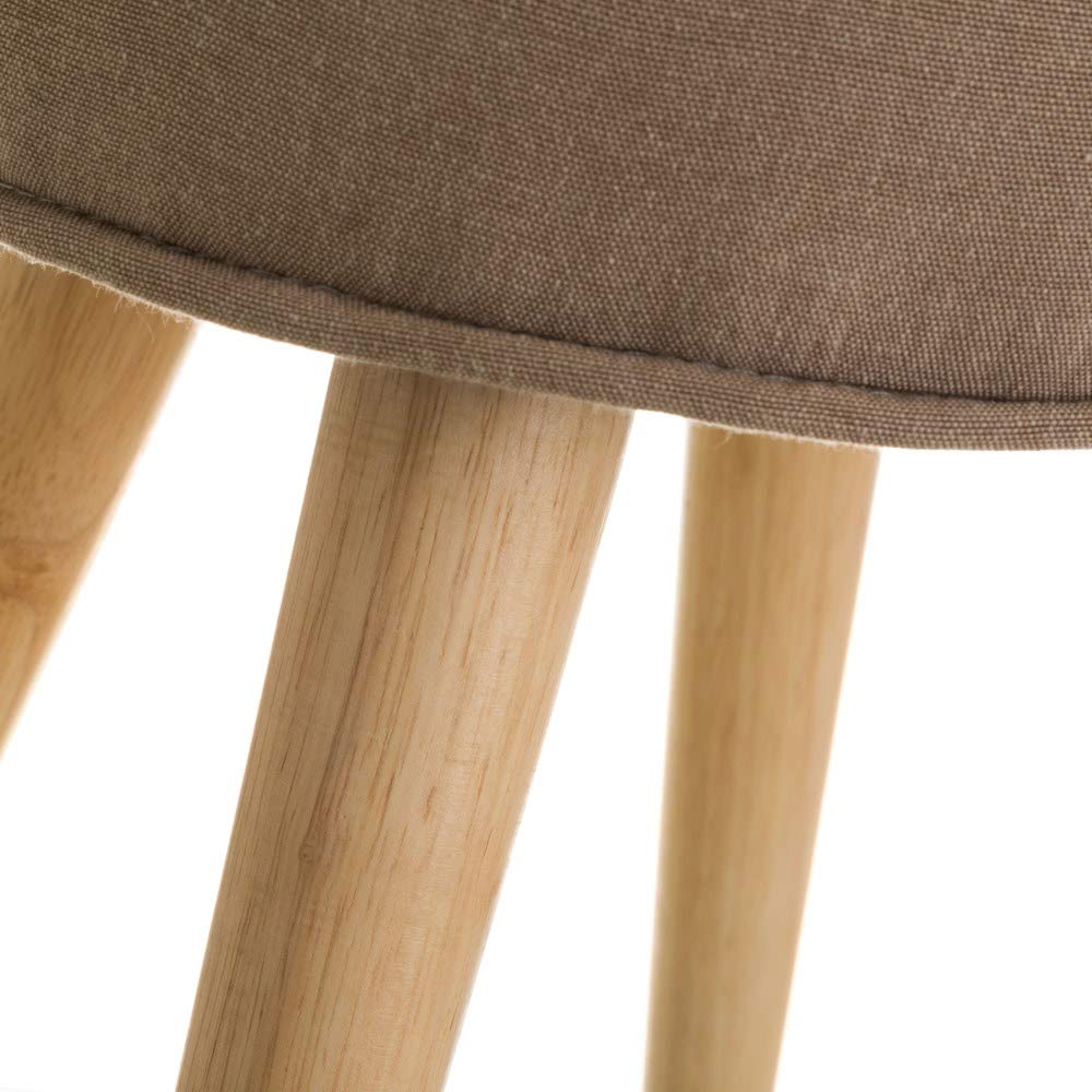 Taburete tapizado nórdico Beige de Madera de 41x34x34 cm