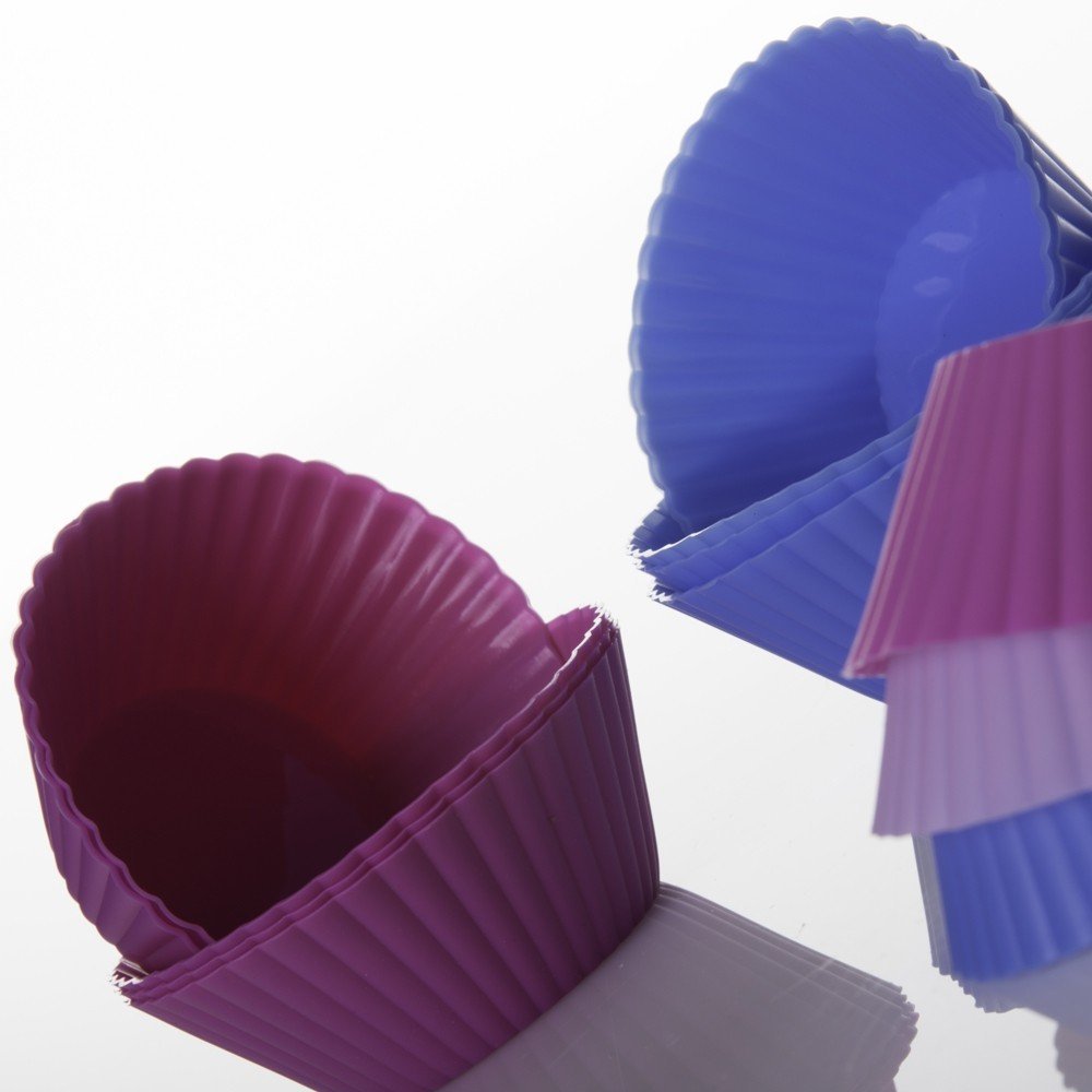 S/18 molde cupcake 3/c silicona 6/rosa, 6/fucsia y 6/azul. 7,50 x 7,50 x 3 cm